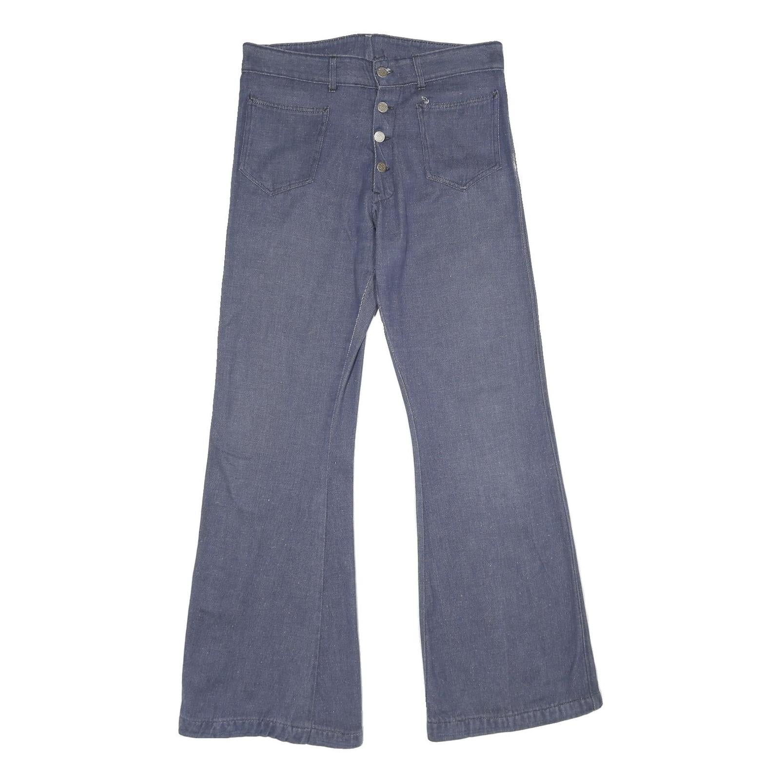 Womens Blue Regular Fit Flared Denim Cotton Blend Jeans W30 L34 Button Closure