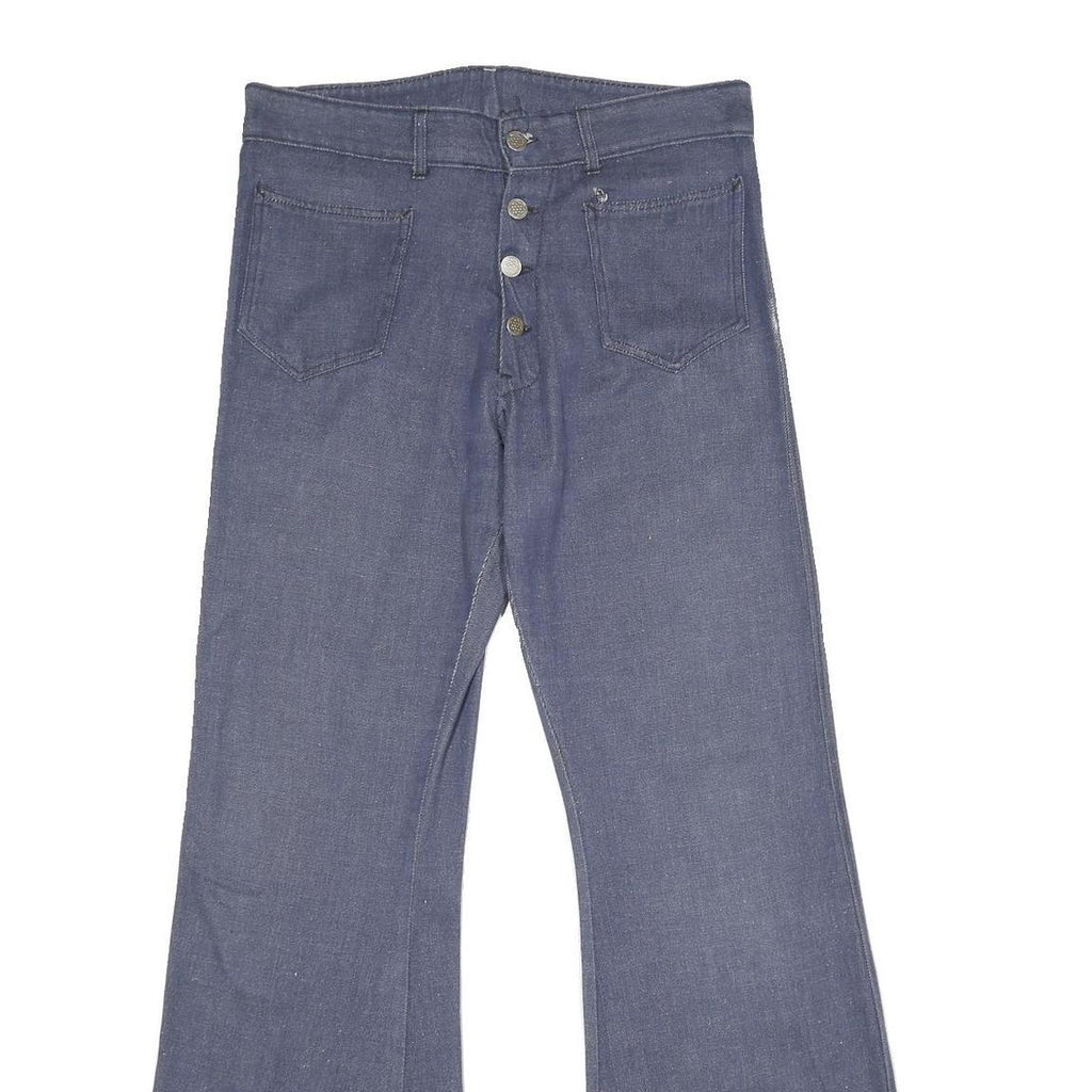 Womens Blue Regular Fit Flared Denim Cotton Blend Jeans W30 L34 Button Closure