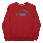 PUMA Mens Red Crew Neck M Cotton Blend Pullover Sweatshirt Logo Print Casual