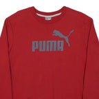 PUMA Mens Red Crew Neck M Cotton Blend Pullover Sweatshirt Logo Print Casual