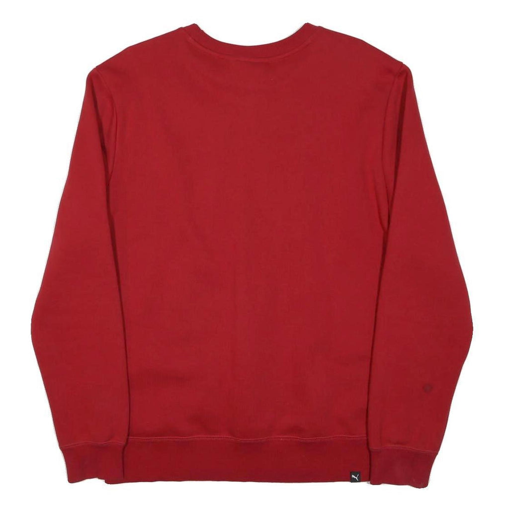 PUMA Mens Red Crew Neck M Cotton Blend Pullover Sweatshirt Logo Print Casual