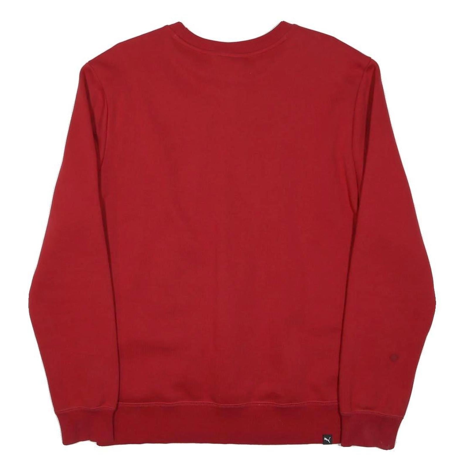 PUMA Mens Red Crew Neck M Cotton Blend Pullover Sweatshirt Logo Print Casual