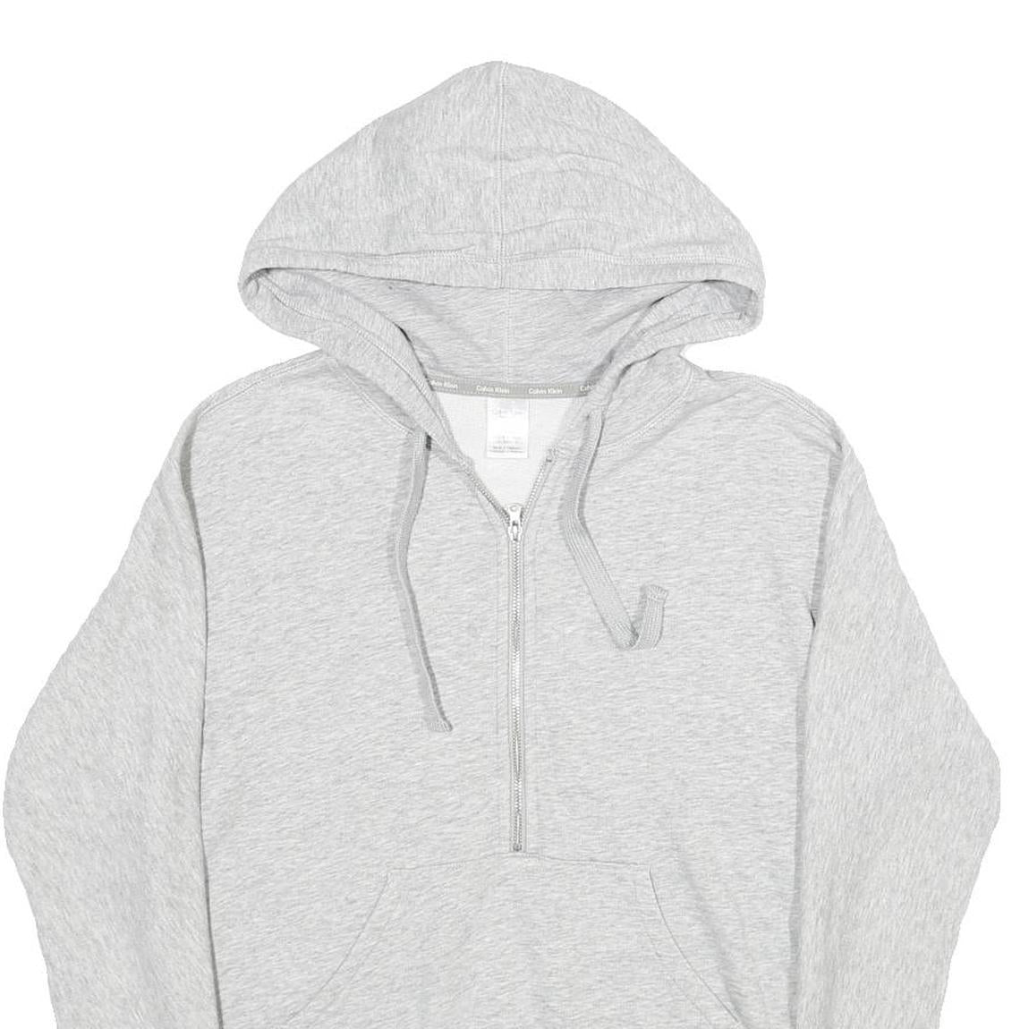 CALVIN KLEIN Womens Grey Pullover Hoodie S Half Zip Sweatshirt Casual