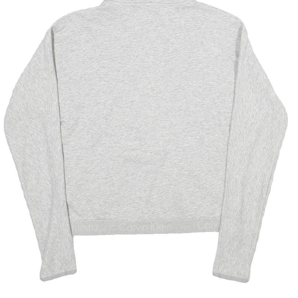 CALVIN KLEIN Womens Grey Pullover Hoodie S Half Zip Sweatshirt Casual