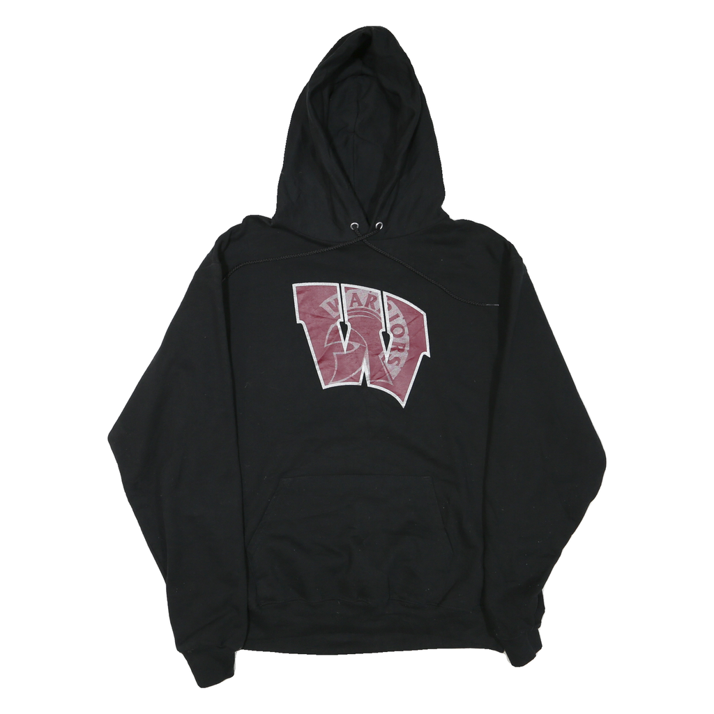 CHAMPION Mens Black W Warriors Pullover Hoodie L Cotton Sweatshirt