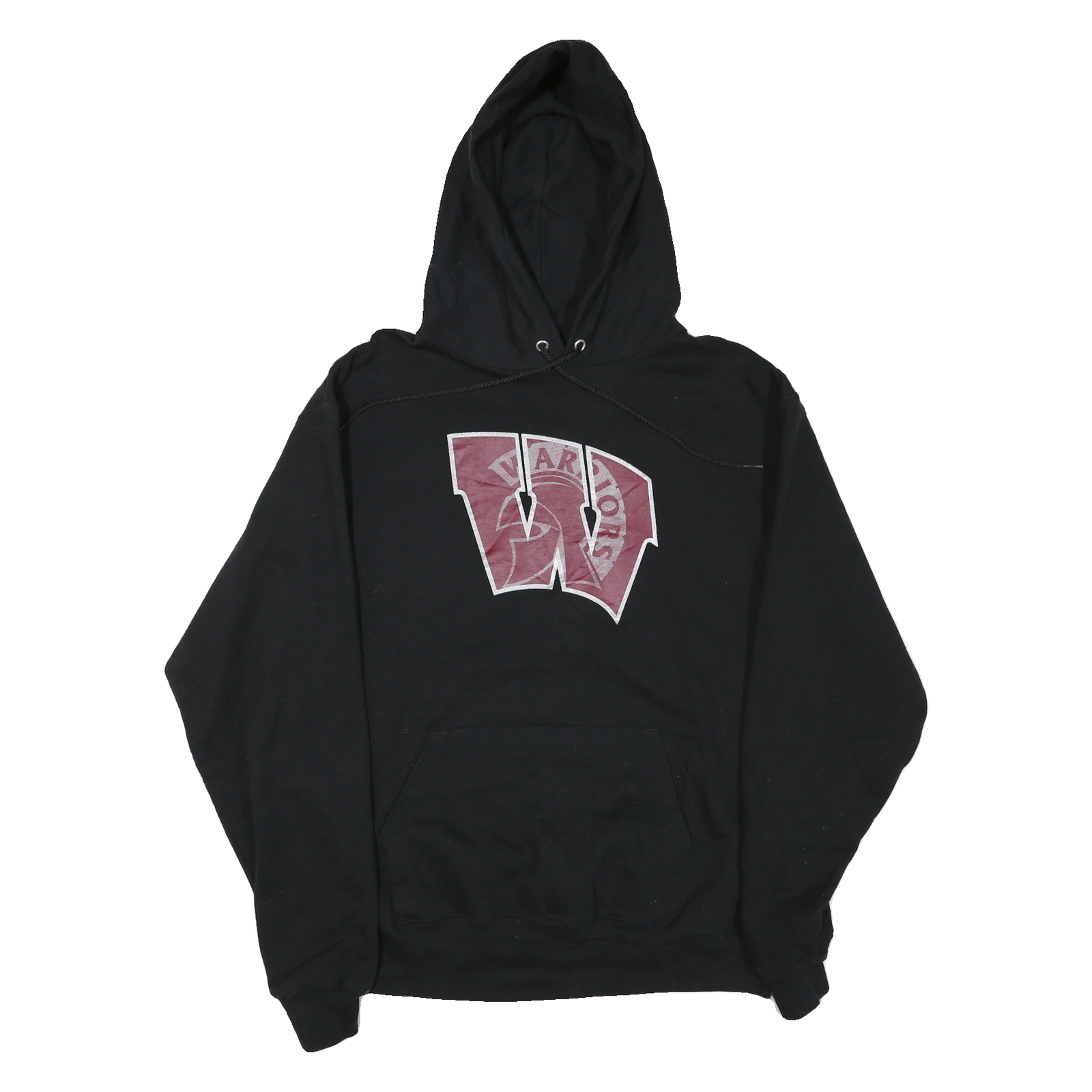 CHAMPION Mens Black W Warriors Pullover Hoodie L Cotton Sweatshirt