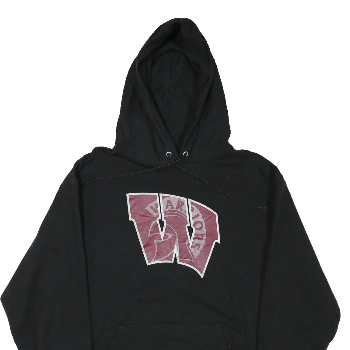 CHAMPION Mens Black W Warriors Pullover Hoodie L Cotton Sweatshirt