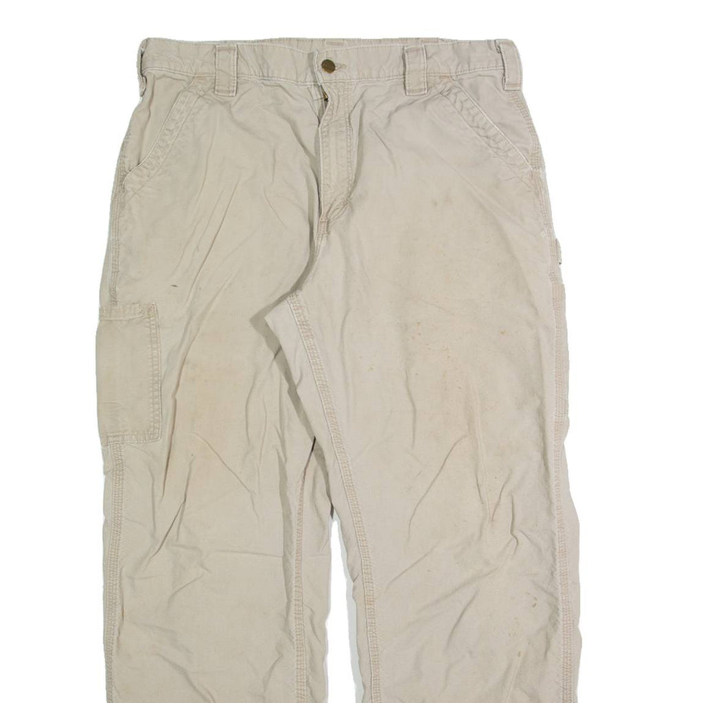 CARHARTT Dungaree Fit Workwear Mens Trousers Beige Regular Straight W36 L32
