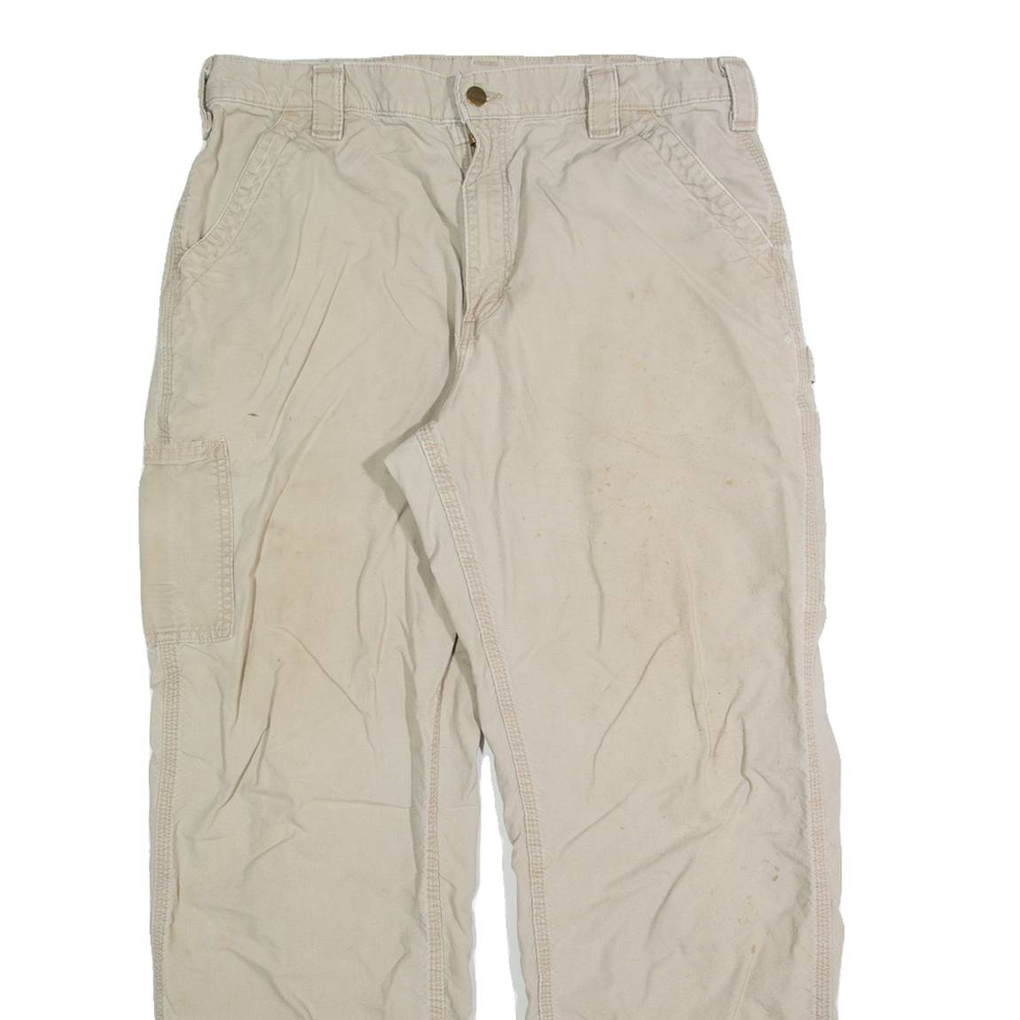 CARHARTT Dungaree Fit Workwear Mens Trousers Beige Regular Straight W36 L32