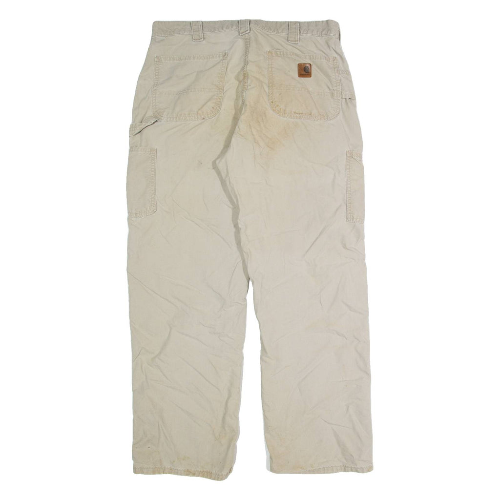 CARHARTT Dungaree Fit Workwear Mens Trousers Beige Regular Straight W36 L32