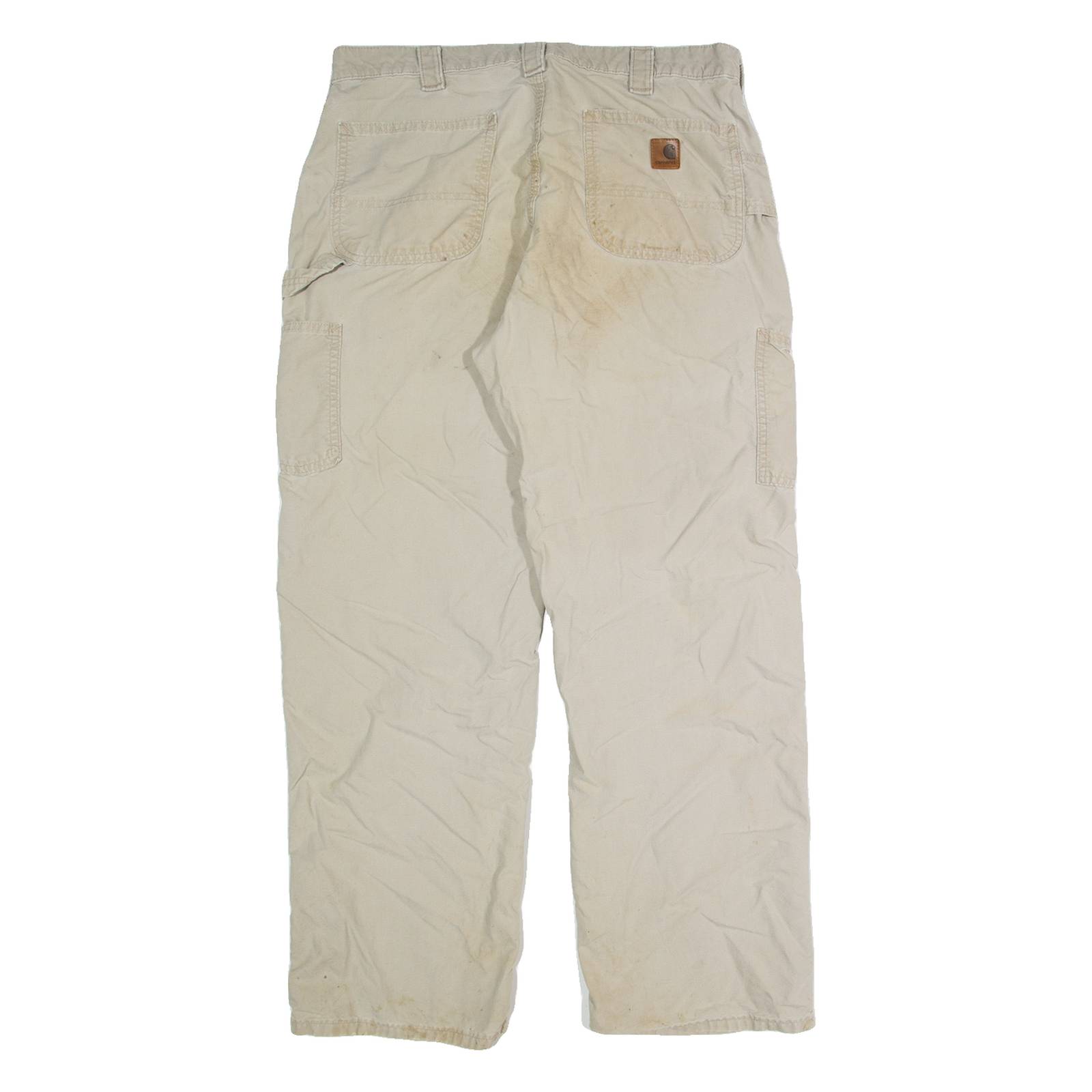 CARHARTT Dungaree Fit Workwear Mens Trousers Beige Regular Straight W36 L32