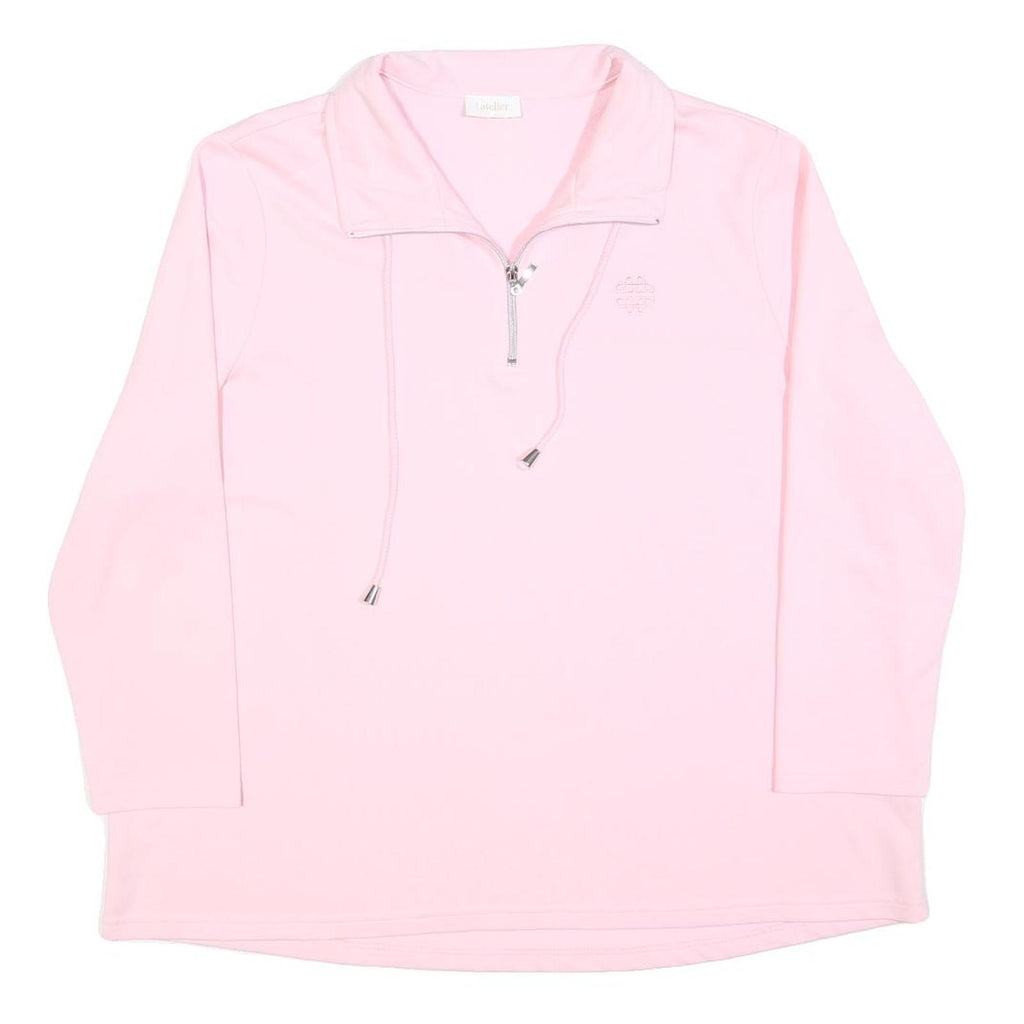 ATELIER Womens Pink Crew Neck Sweatshirt XL Cotton Blend Pullover Long Sleeve