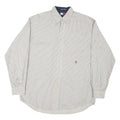 TOMMY HILFIGER Mens White & Grey Striped Shirt M Classic Button-Down Cotton