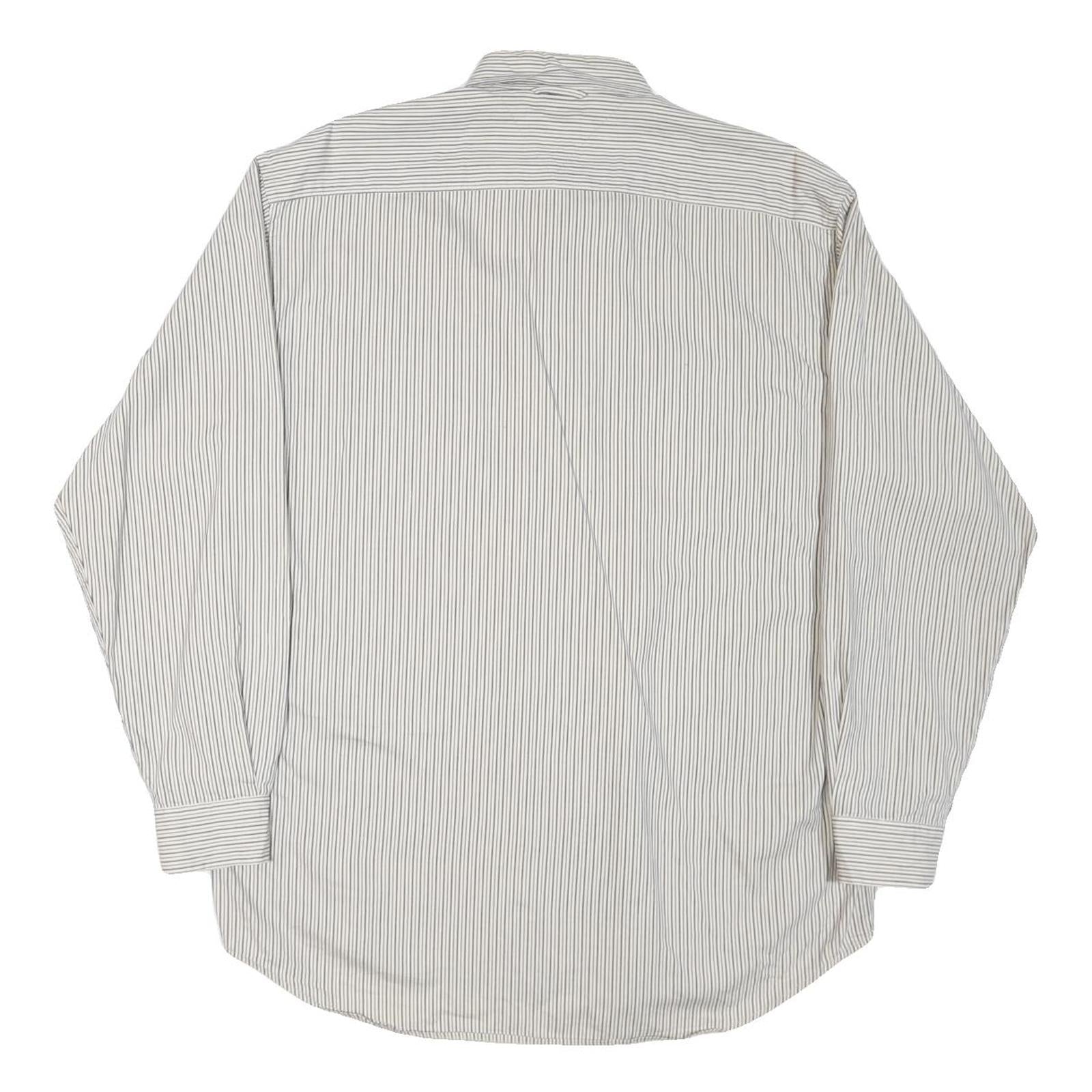 TOMMY HILFIGER Mens White & Grey Striped Shirt M Classic Button-Down Cotton