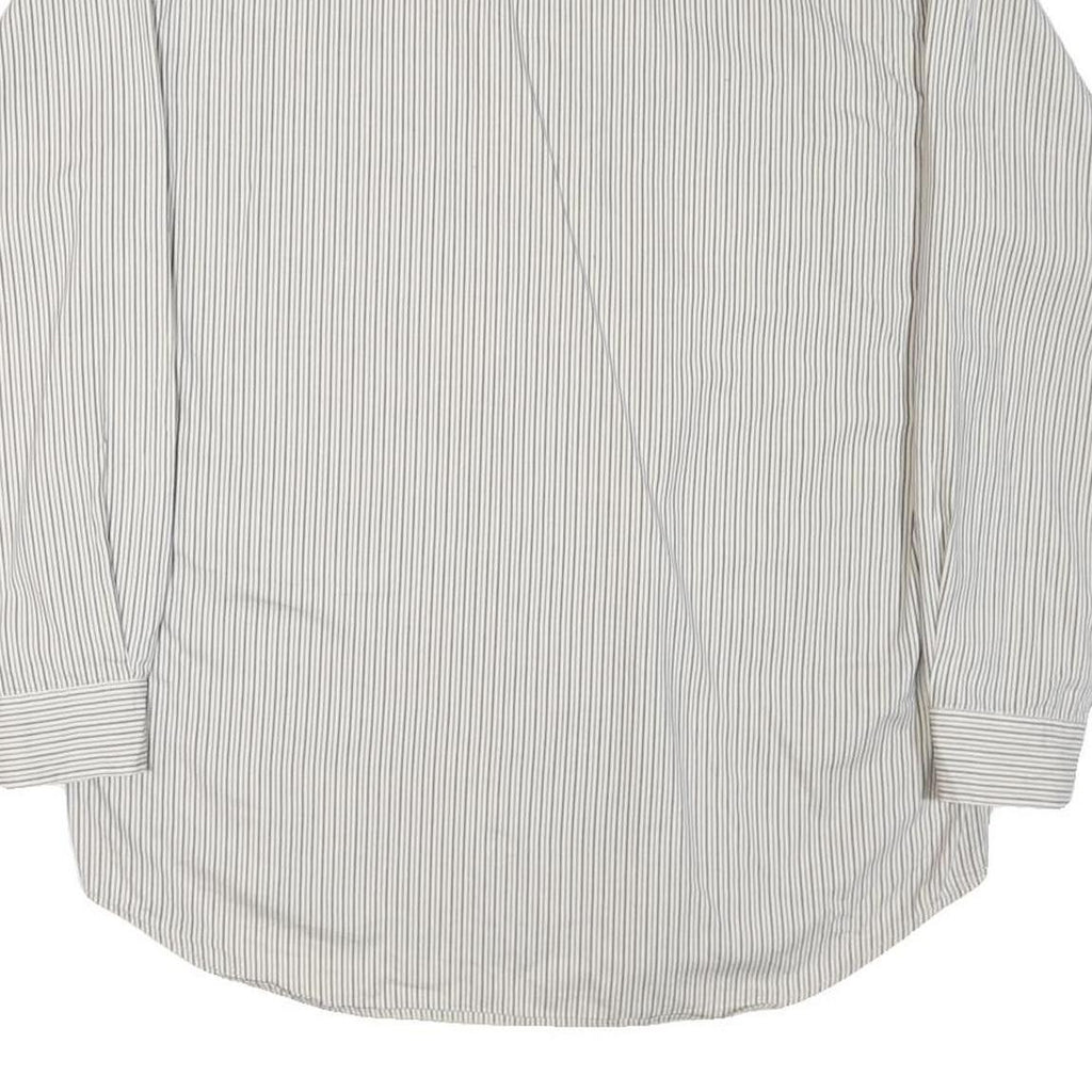 TOMMY HILFIGER Mens White & Grey Striped Shirt M Classic Button-Down Cotton