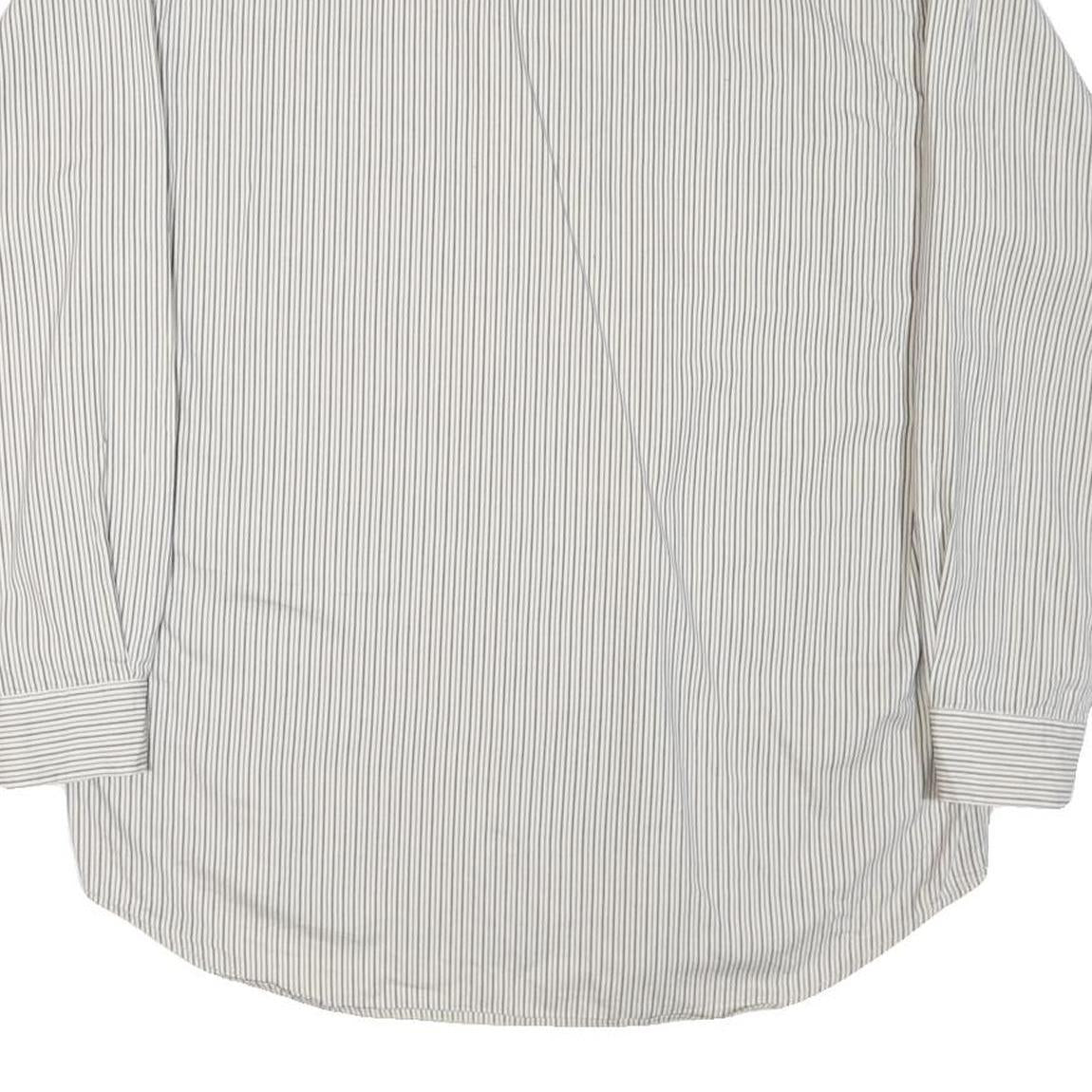 TOMMY HILFIGER Mens White & Grey Striped Shirt M Classic Button-Down Cotton