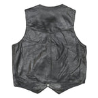 BRANDED GARMENTS Mens Black Leather Waistcoat L Woven Classic Zip Front