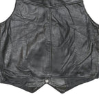 BRANDED GARMENTS Mens Black Leather Waistcoat L Woven Classic Zip Front