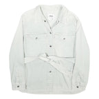 ZARA Womens White Cotton Shirt Jacket L Casual Button Front Long Sleeve