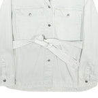 ZARA Womens White Cotton Shirt Jacket L Casual Button Front Long Sleeve
