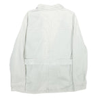 ZARA Womens White Cotton Shirt Jacket L Casual Button Front Long Sleeve