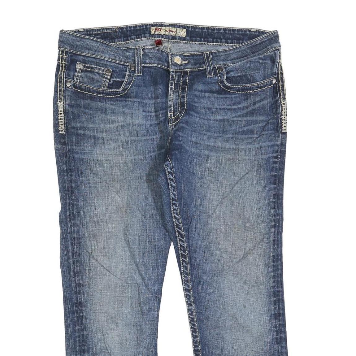 BKE Womens Blue Regular Fit Straight Denim Medium Wash Jeans W34 L27 Stylish