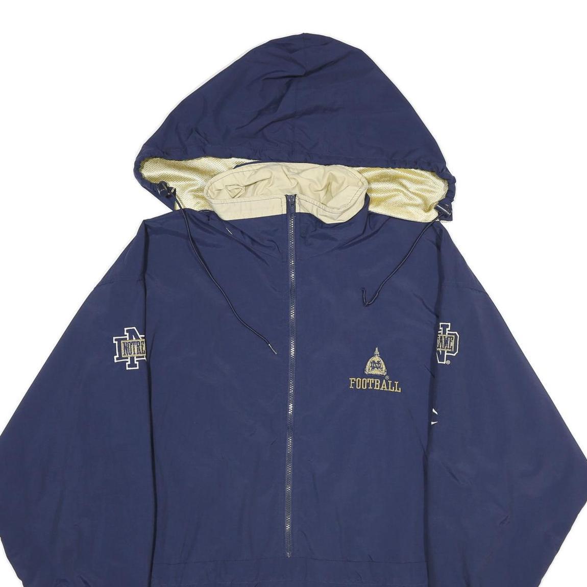 CHAMPION Mens Navy Blue Football Outdoor Jacket XL Nylon Hooded Plain
