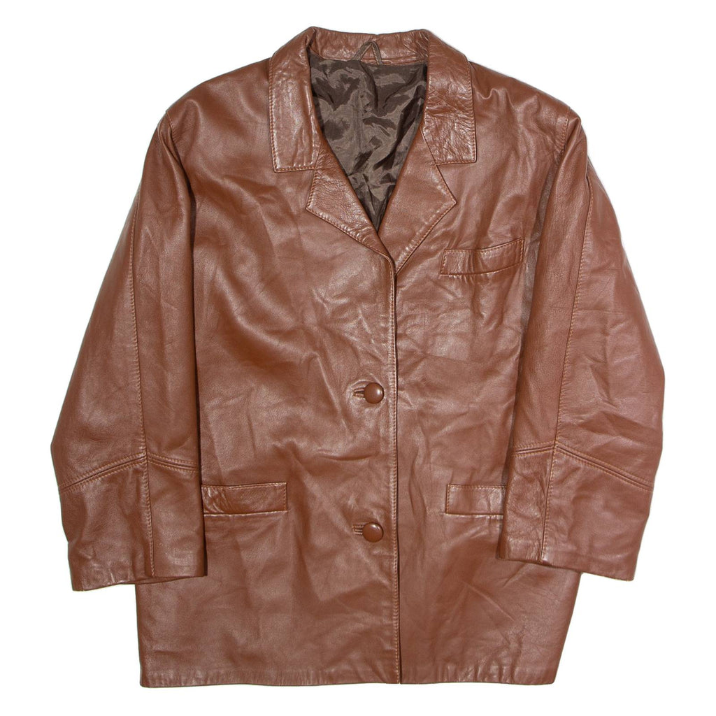Womens Blazer Jacket Brown Leather L