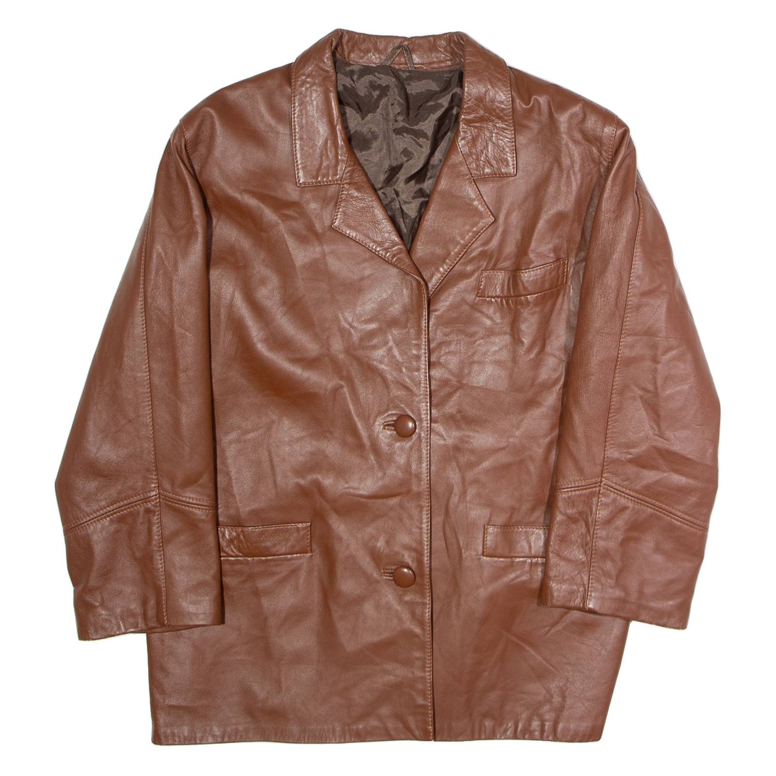 Womens Blazer Jacket Brown Leather L