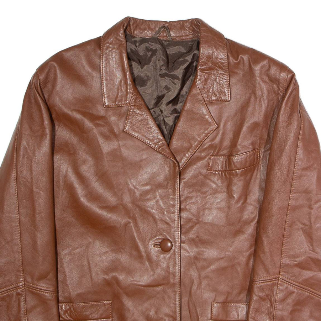 Womens Blazer Jacket Brown Leather L