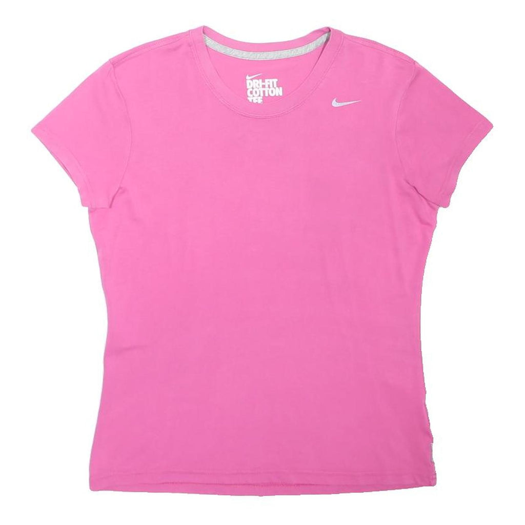 NIKE Womens Pink Dri-Fit Cotton Tee T-Shirt M Short Sleeve Crew Neck Sportswear