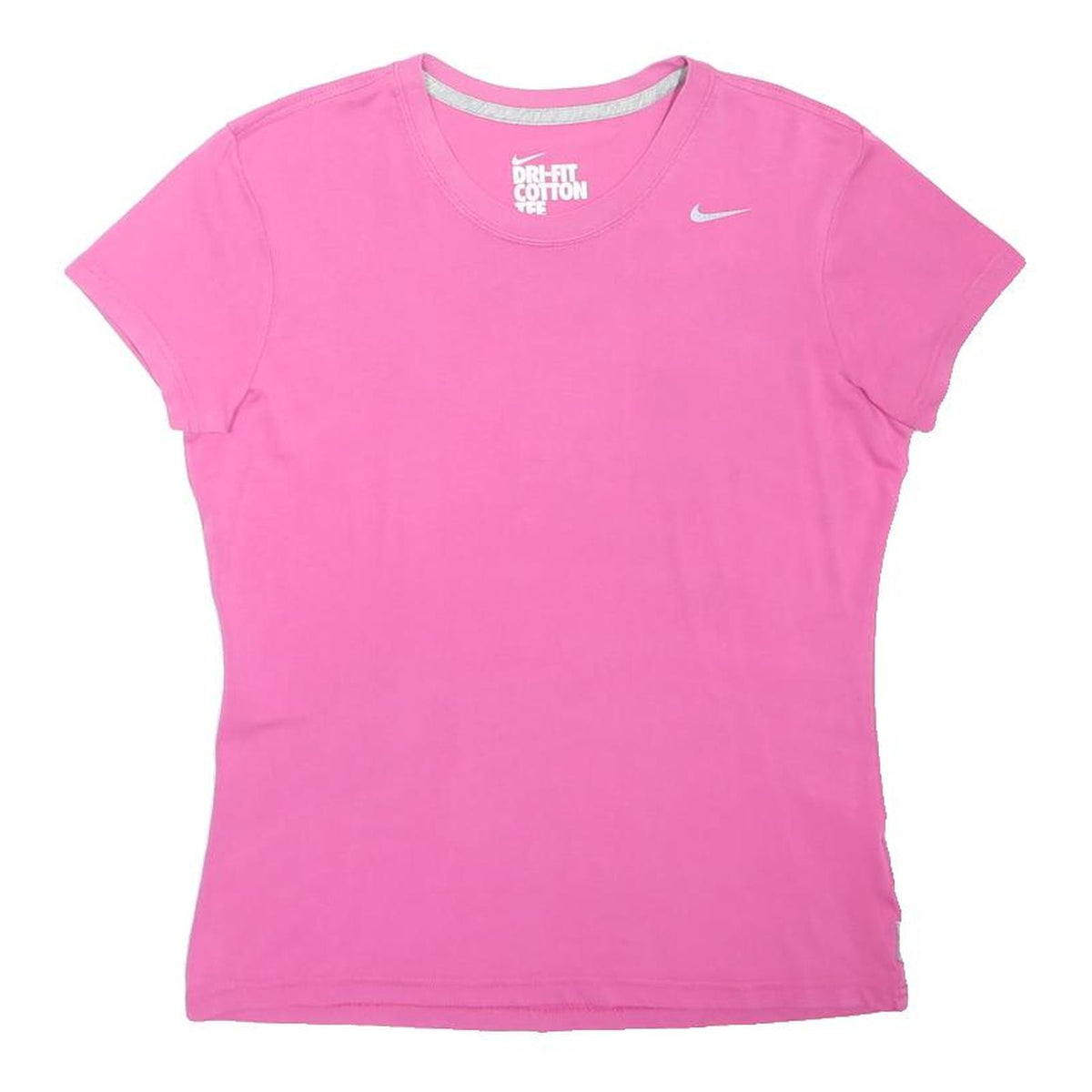 NIKE Womens Pink Dri-Fit Cotton Tee T-Shirt M Short Sleeve Crew Neck Sportswear