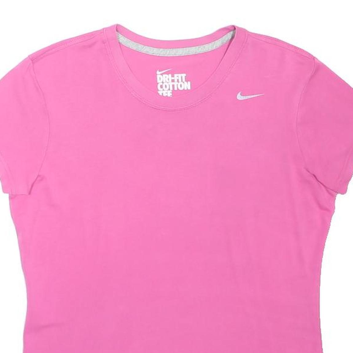 NIKE Womens Pink Dri-Fit Cotton Tee T-Shirt M Short Sleeve Crew Neck Sportswear