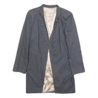 SANDRO Womens Grey Cotton Military Jacket S Woven Button Detail Stylish