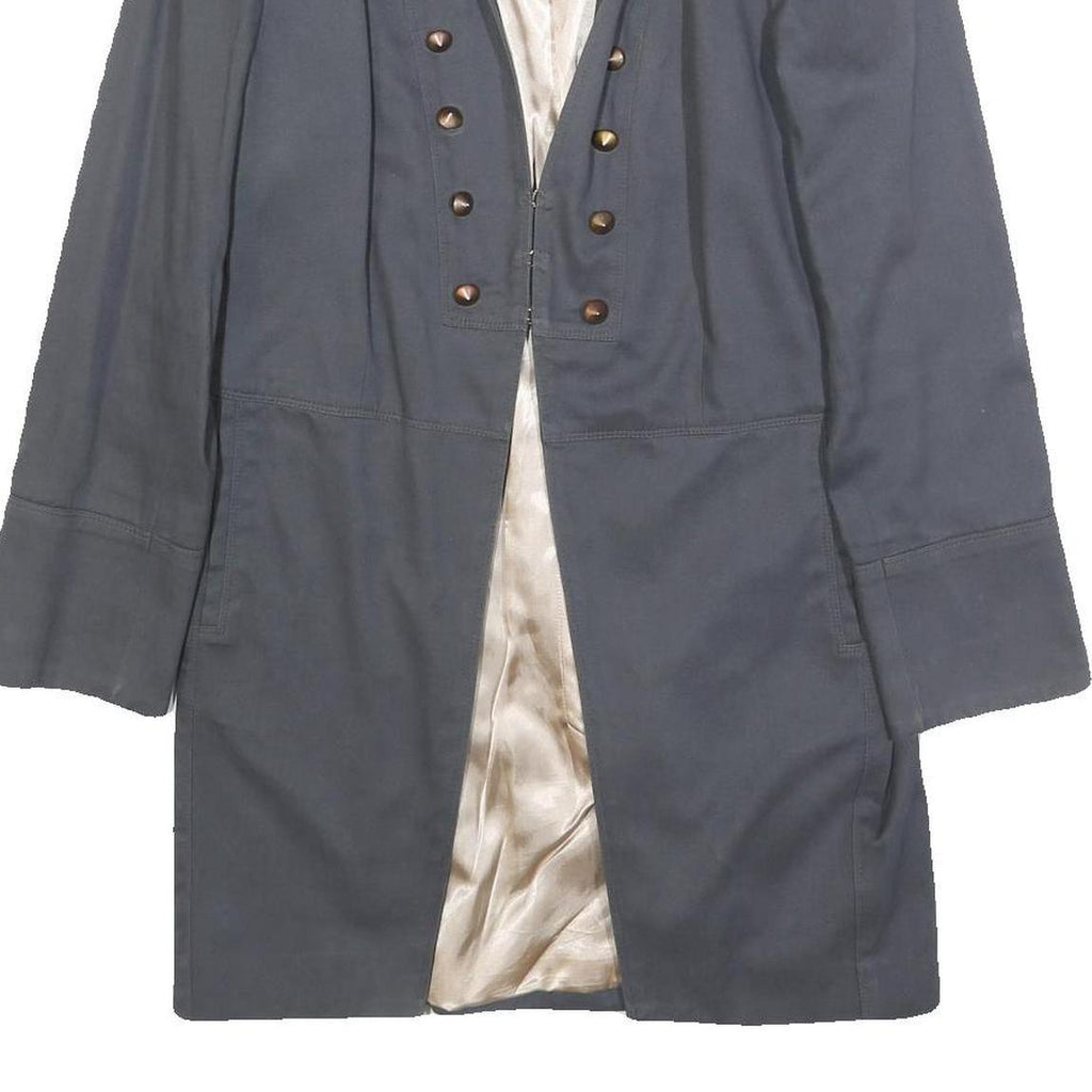 SANDRO Womens Grey Cotton Military Jacket S Woven Button Detail Stylish