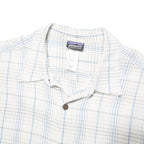 PATAGONIA Mens White & Blue Pattern Shirt L Cotton Casual Button-Up Summer