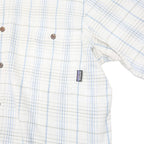 PATAGONIA Mens White & Blue Pattern Shirt L Cotton Casual Button-Up Summer