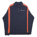 CHAMPION Mens Navy & Orange 1/4 Zip Sweatshirt L Cotton Blend Casual Pullover