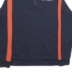 CHAMPION Mens Navy & Orange 1/4 Zip Sweatshirt L Cotton Blend Casual Pullover