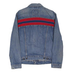 LEVI'S Womens Blue Denim Jacket M Cotton Blend Button Closure Striped Sleeve