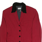 DKNY Womens Red & Black Classic Tailored Rayon Jacket UK 10 Button Collar