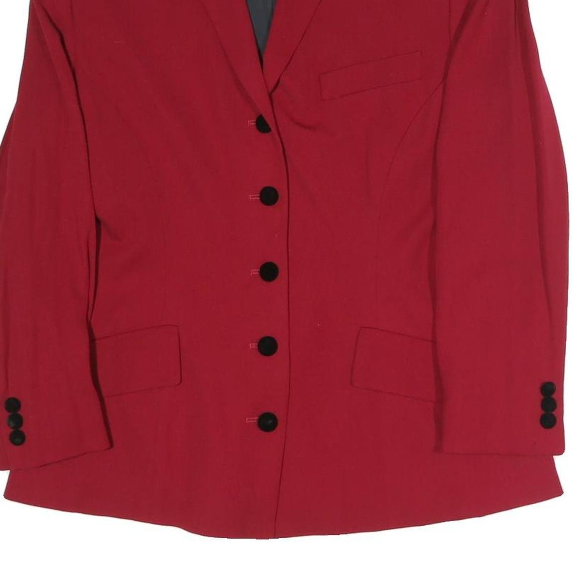 DKNY Womens Red & Black Classic Tailored Rayon Jacket UK 10 Button Collar