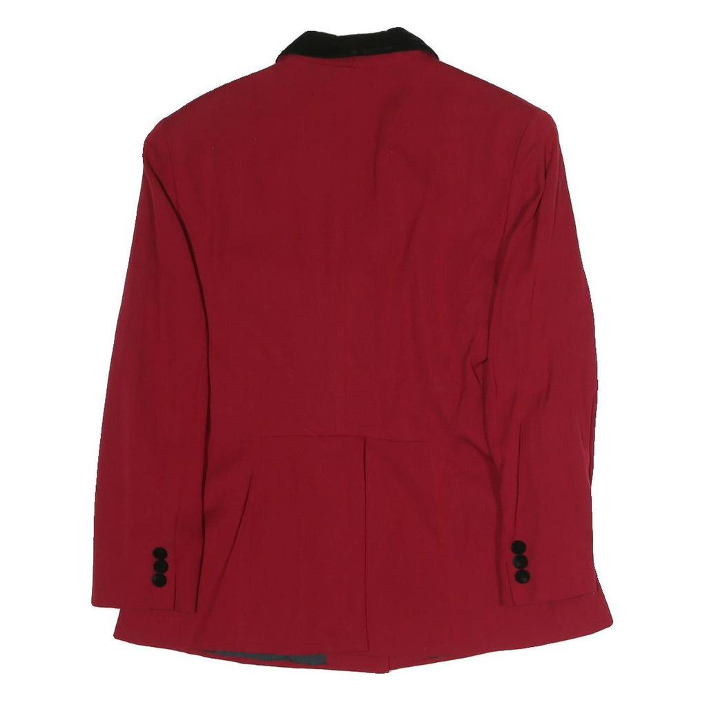 DKNY Womens Red & Black Classic Tailored Rayon Jacket UK 10 Button Collar