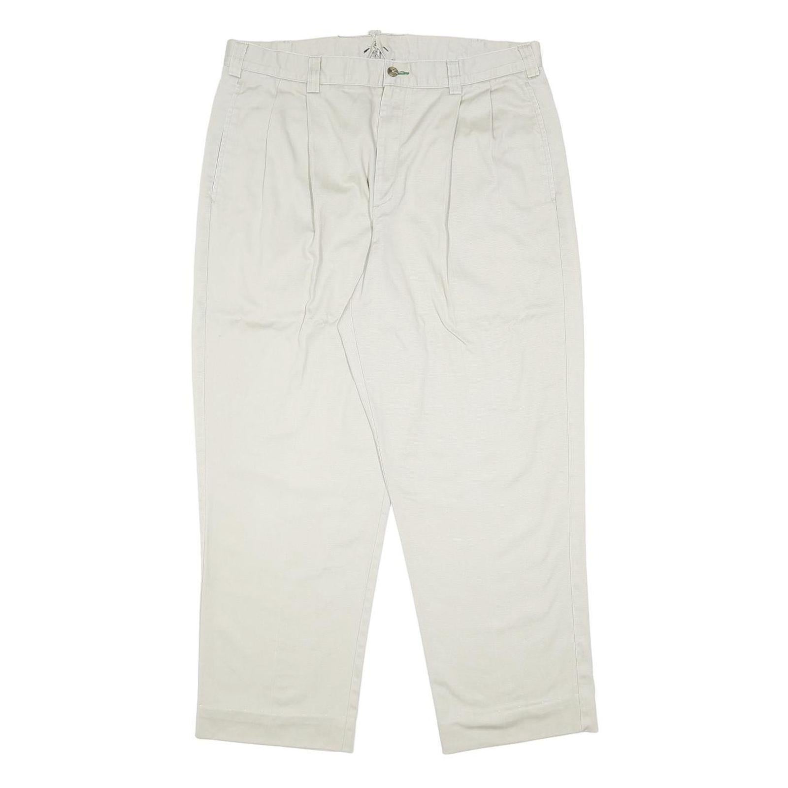 TOMMY HILFIGER Mens Cotton Beige Relaxed Straight Trousers W34 L28 Casual Wear