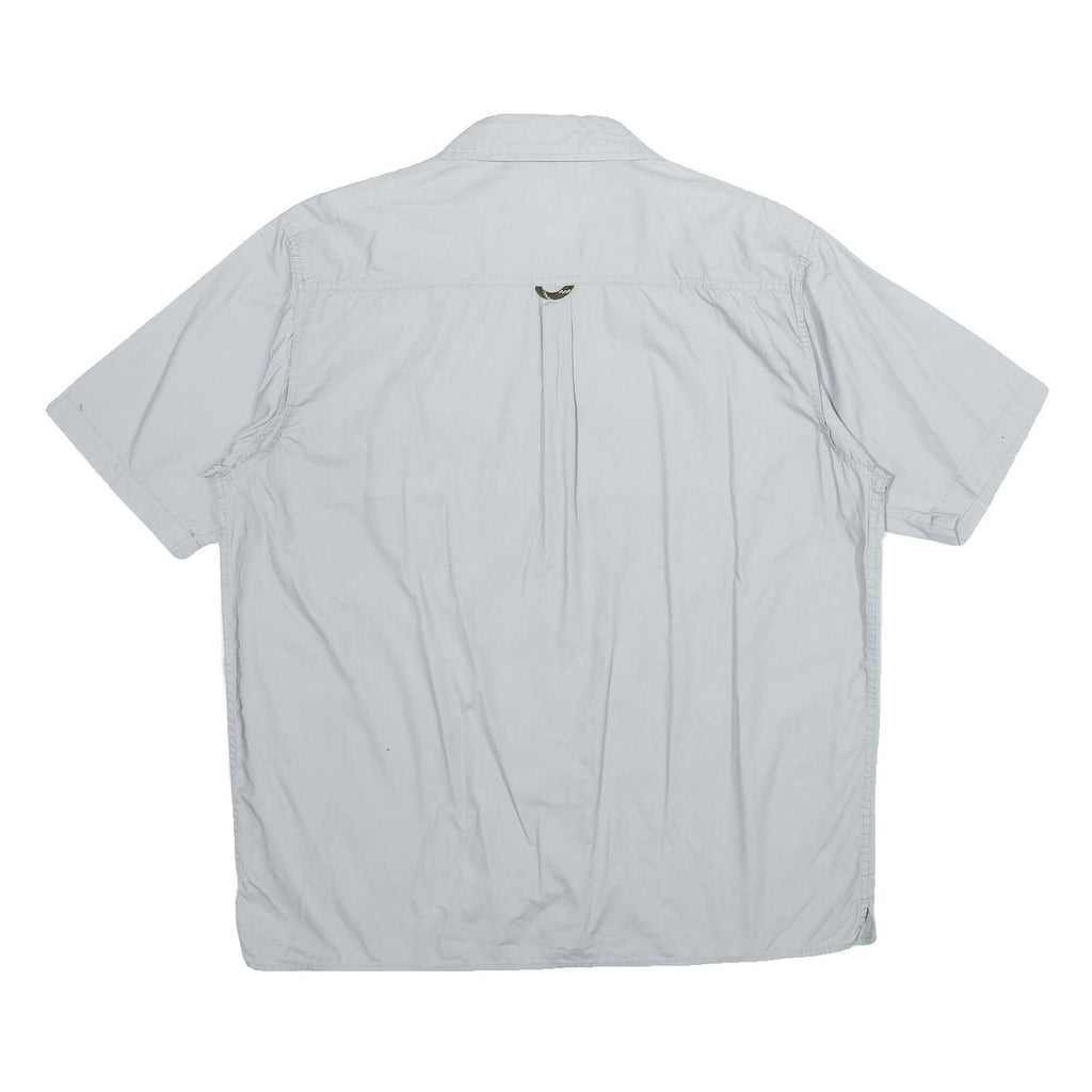 WRANGLER Mens Light Grey Cotton Shirt L Casual Short Sleeve Button Shirt