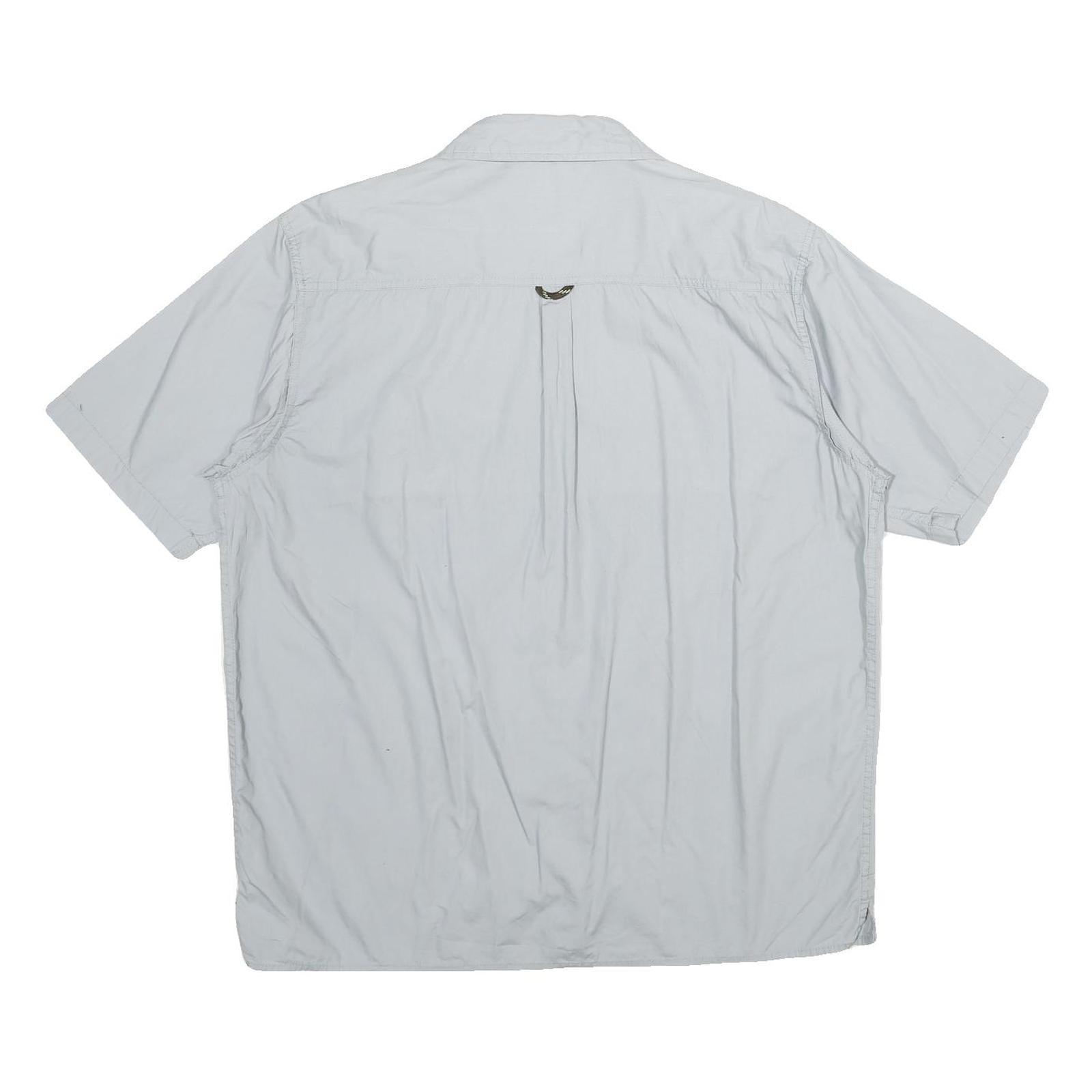 WRANGLER Mens Light Grey Cotton Shirt L Casual Short Sleeve Button Shirt