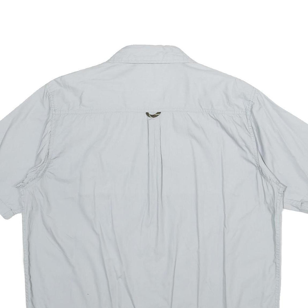 WRANGLER Mens Light Grey Cotton Shirt L Casual Short Sleeve Button Shirt