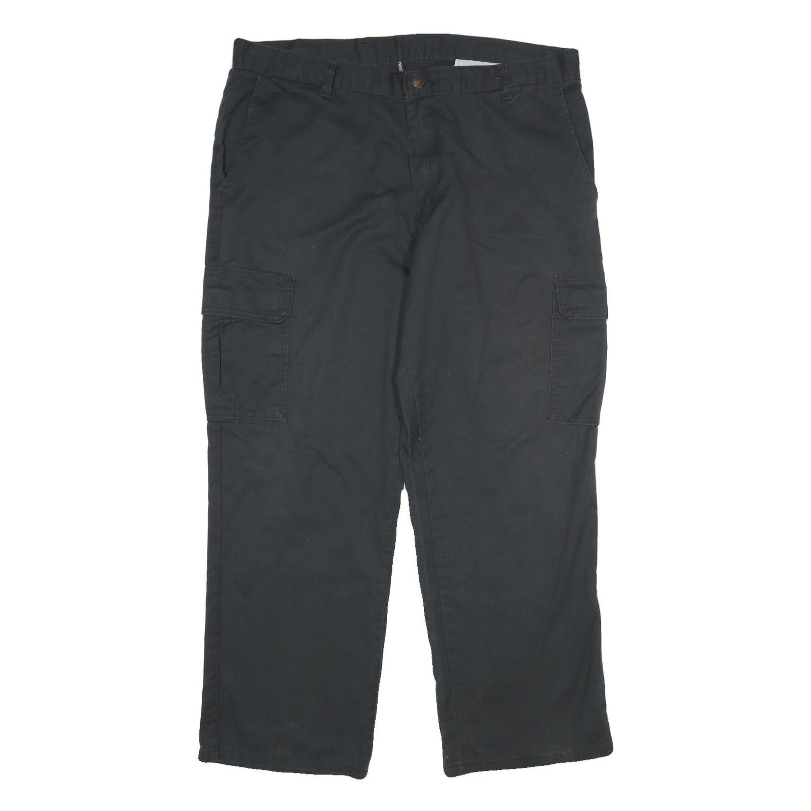 DICKIES Mens Cotton Black Regular Straight Trousers W38 L30 Work Cargo Pants