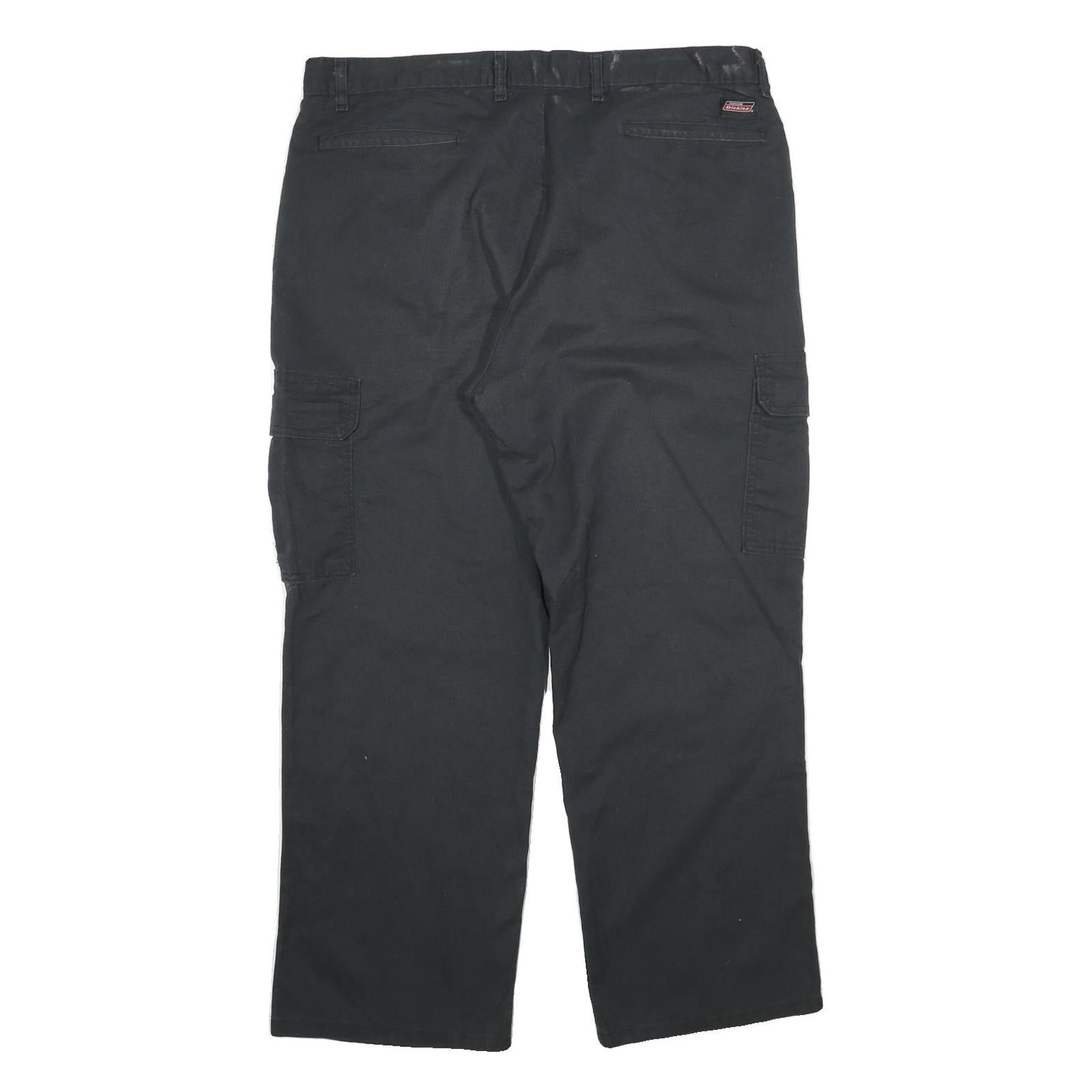 DICKIES Mens Cotton Black Regular Straight Trousers W38 L30 Work Cargo Pants