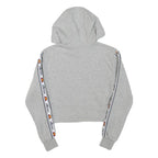 ELLESSE Womens Grey Cropped Hoodie UK 4 Tape Logo Sleeves Jersey Drawstring